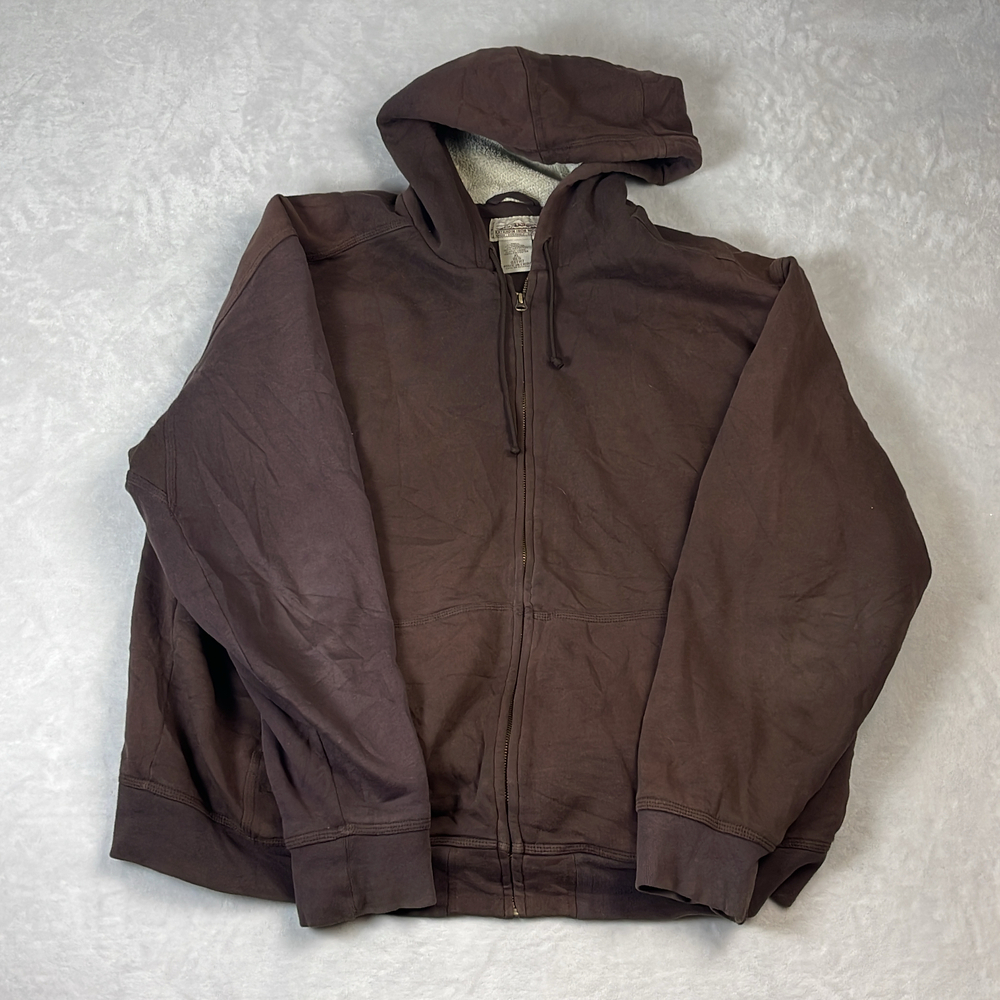 L.L. Bean Katahdin Iron Works Men's Hoodie Brown Size XL Sherpa Lined Full Zip